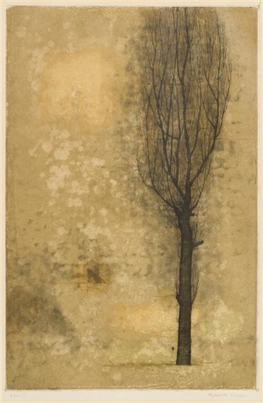 poboh:Tree, Fukui Ryonosuke / 福井良之助. Japanese (1923 - 1986) - color etching -