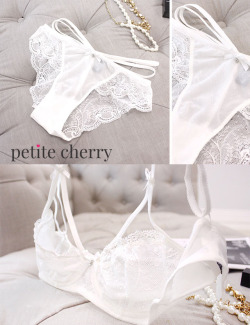 petitecherrycom:  Daisy Balconette Sheer Strappy #braset #lingerie #sexy || SHOP &gt;&gt; http://www.petitecherry.com/products/daisy-unlined-sheer-strappy-balconette-bra-set-white