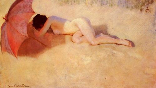 artbeautypaintings:Nude under a parasol - Pierre Carrier-Belleuse
