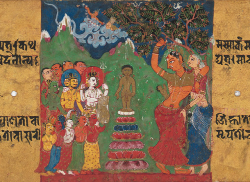 Siddhartha (Buddha) Birth, Nepalese Buddhist Manuscript Detail