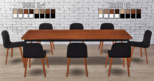 Scandinavian Dining-Meshes by Gosik, converted and retextured-5 items:▪ Table 2x1 (8 swatches)▪ Tabl