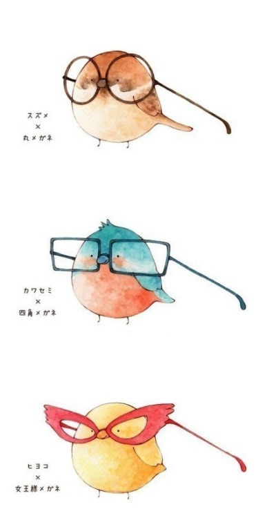 rawringyeti:  mayahan:  Birds with Glasses  littlebirdmage