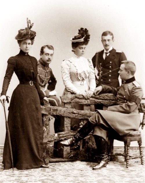 antique-royals:Princess Beatrice of Edinburgh and her cousins Grand Dukes Boris, Cyril , Andrew and 