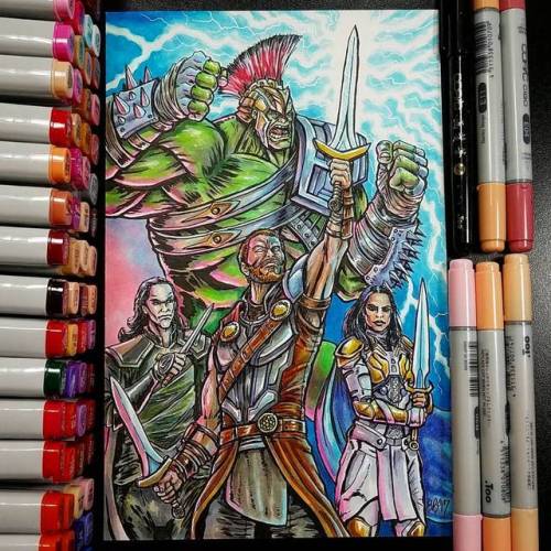 #inktober #inktober2017 Thor Ragnarok hype! @copicmarker #thor #thorragnarok #marvel #hulk #valkyrie