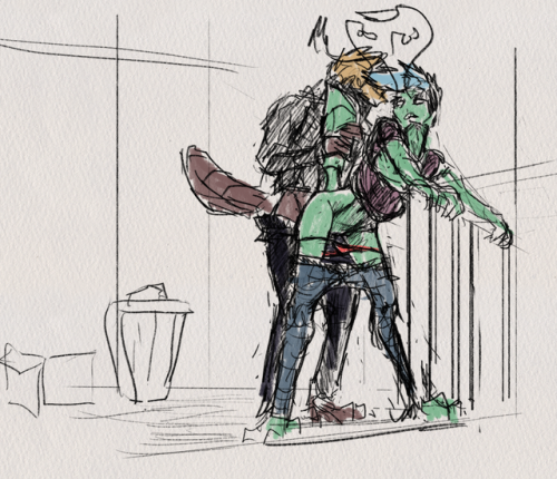 bug–sex:  1. Arsenia finding out just how deep Karine’s tongue can go2. Karine getting pissed drunk and taking randos up the ass in dirty alleys after punk shows (she’s probably gonna drunkenly piss herself upon orgasm as usual)