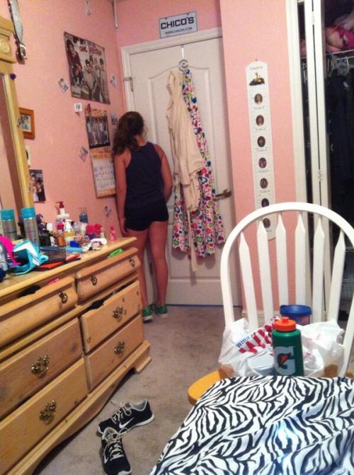 Mom told her what would happen if she didn’t clean her room. Now she gets to stare at the corner wai