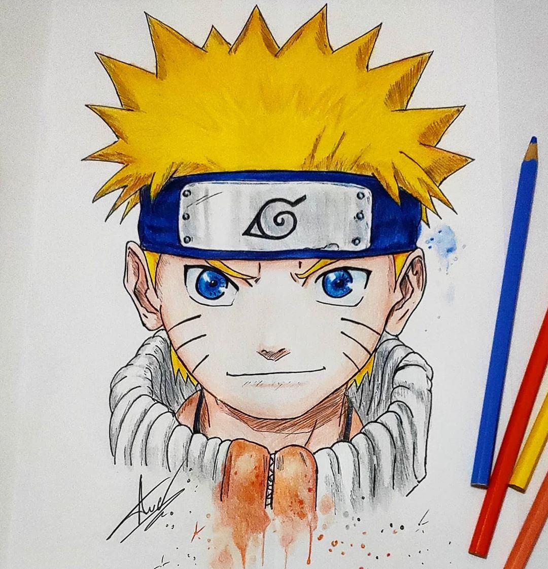 Naruto anime desenhando com lápis