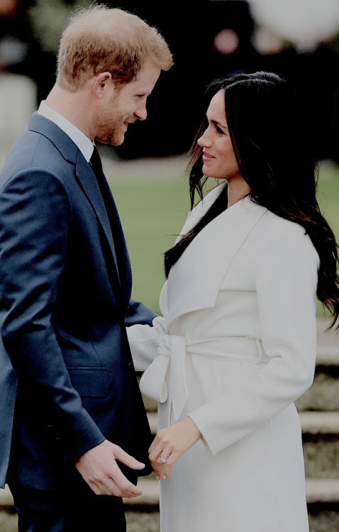 middletonandmarkle:Prince Harry & Meghan Markle during an official photocall to announce their engagement at The Sunken Gardens at Kensington Palace. | 27 November 2017