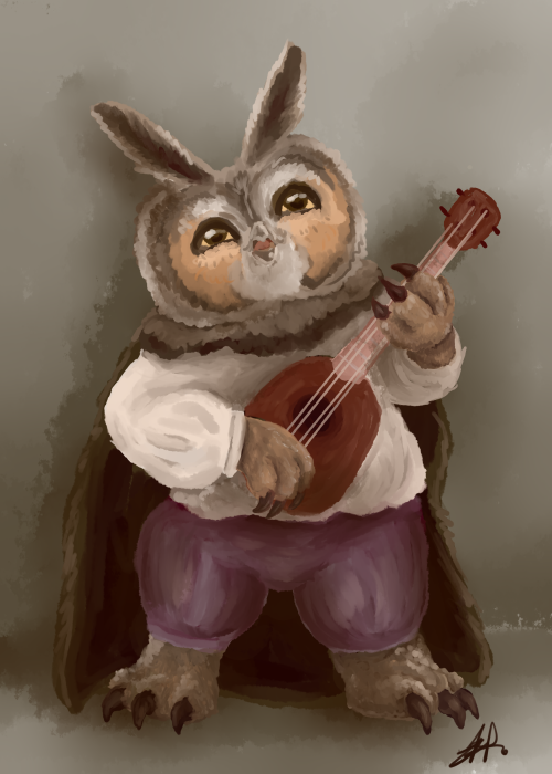 Gren Mayfeather, my new Ikwiikwii bard character. He plays a ukulele!