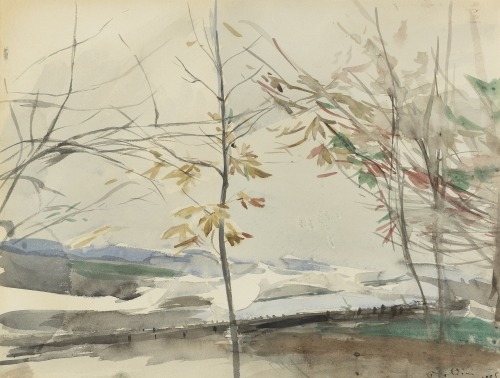 Autumn Landscape with Trees  -  Giovanni Boldini  1905Italian 1842-1931watercolor on paper28.5 x 24.