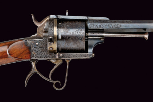 A Lefaucheux centerfire revolving carbine originating from Belgium, mid 19th century. Estimated Valu