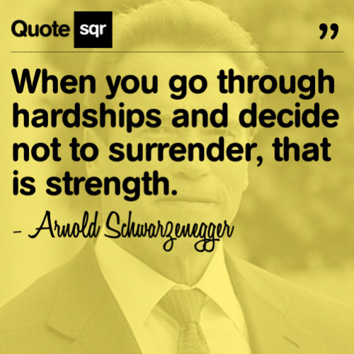 When you go through hardships and decide not to surrender, that is strength. - Arnold Schwarzenegger