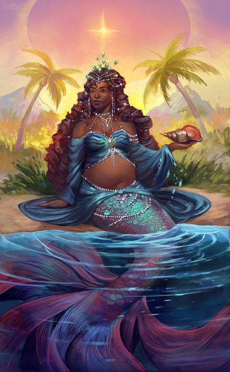 comparativetarot:The Empress. Art by Julie Dillon, from The Mermaid Tarot. 