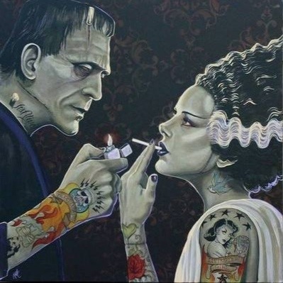 welcome2creepshow:  The Bride and Frankenstein Artwork by Artist Mike Bell