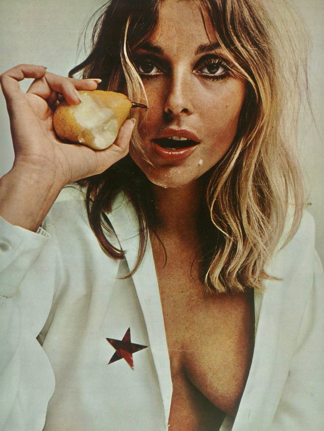 Photographs of Sharon Tate taken by William Helburn during a 1967 photoshoot for Esquire magazine. The images on the left 