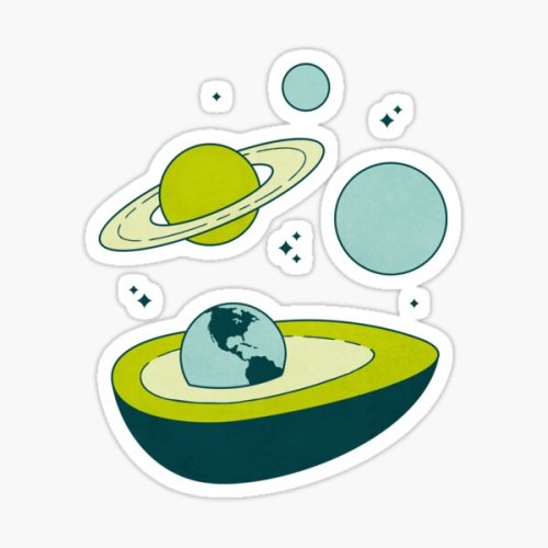 magicalshopping: ♡ Avocado In Space Sticker by Tamara Lance ♡