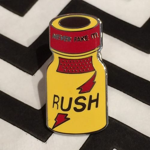 Super psyched to.m carry @daviddancer’s new poppers pins! $10 #poppers #rush #enamelpin #lapel