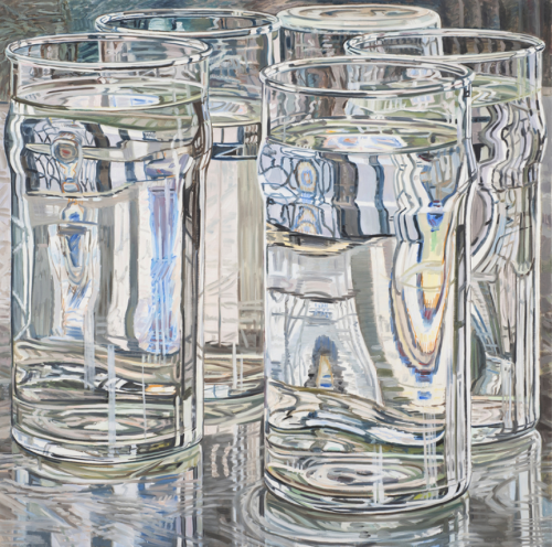 urgetocreate:Janet Fish (American b.1938 ), Five Tall Glasses, Afternoon, 1975, Oil on canvas