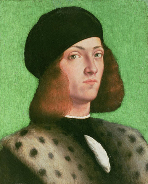 somanyhumanbeings:  Andrea Previtali, Man in black cap (c. 1500-1528) 