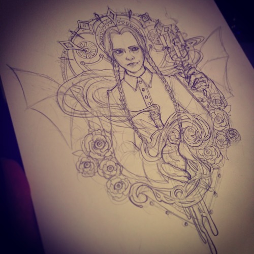 Helen Mask Illustration — Wednesday Addams tattoo commission WIP