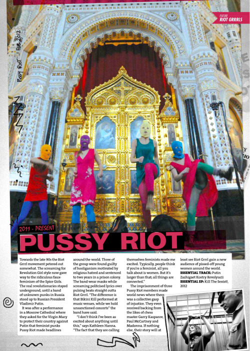 glittersister:Riot Grrrl article in FRONT Magazine #177, January 2013. via archive.org