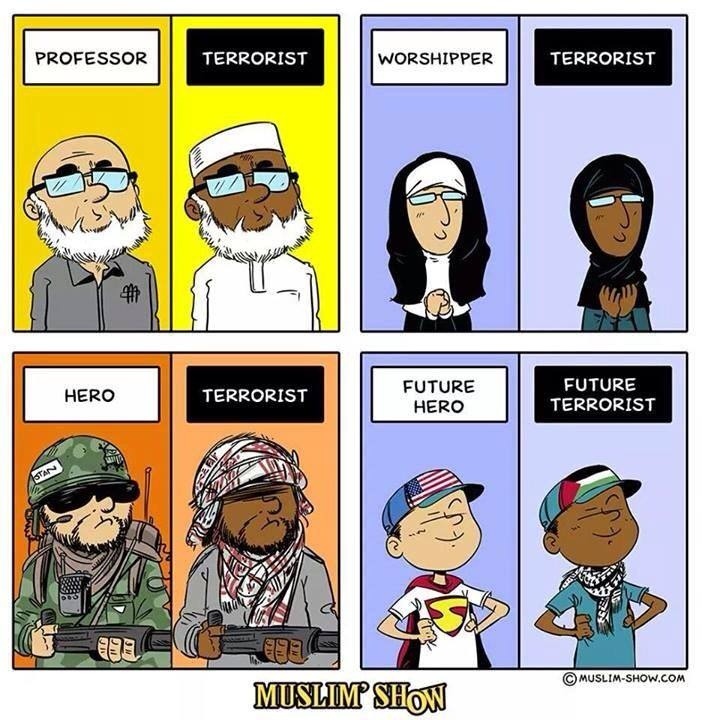ready-to-give-in:  ranamujahidah:  THE DOUBLE STANDARDS ‪#‎WarOnIslam‬  Whoopoejm