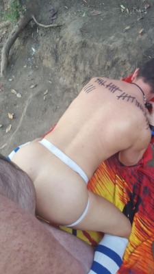 thecockydad:  Left my boy on the beach just like this, for whoever wants to fuck him. He’ll never know who it is, any guy that wants to cum inside a fag is welcome. When you’re done, don’t forget to tally.