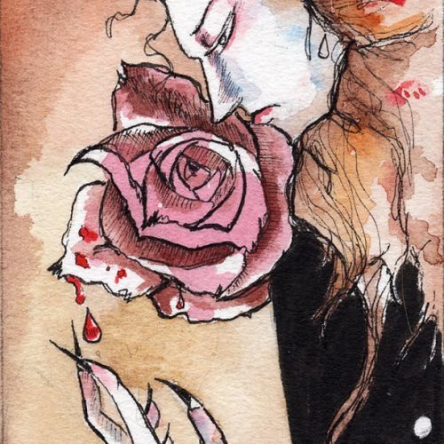 #watercolor #originalart #gothart #rose #blood #art