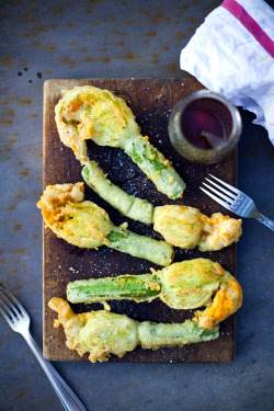 miss-wow-wow:  Deep Fried Courgette Flowers Stuffed with Goats Cheese and… 