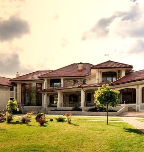 Tile - RoofingAn Illustration Of A Substantial Two-story Stone House With A Hip Roof And A Tile Roof