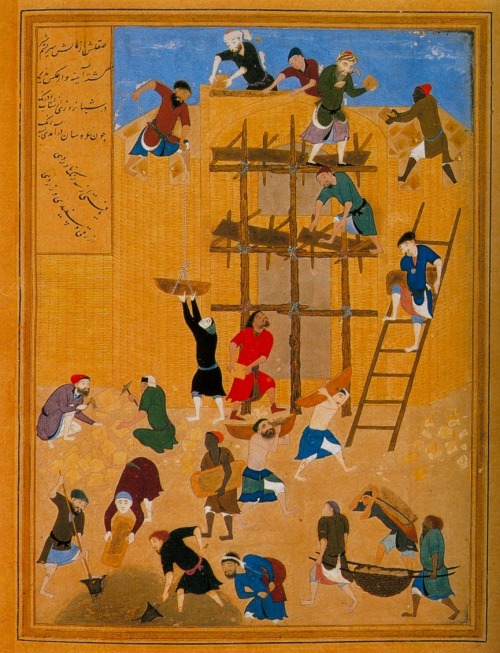 Construction of the fort of Khavarnaq, by BihzadHerat, ca. 1494-1495 C.E.