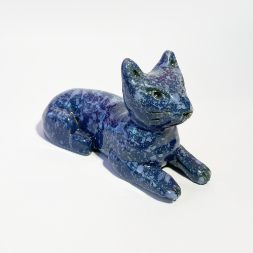 funzos: Ceramic kitty :)insta ♡ twitter ♡ prints &amp; stickers [ID: Ceramic sculpture of a cat 