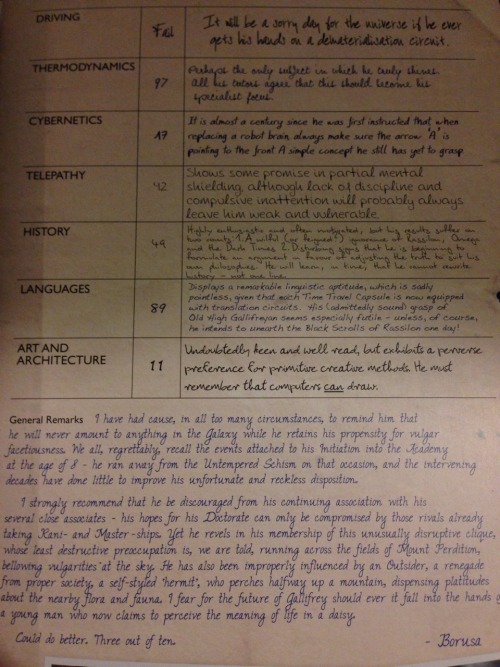 doctor-wholigan:  The Doctor’s report card makes me really very happy 