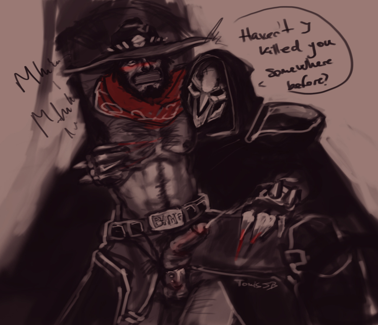 tomis-jb:  From the stream- Doodle 3- Reaper and McCree NSFW request. I gotta admit,