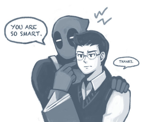 tight-web:  yatta184:  Deadpool＆Teenage Peter Parker. デプスパ落書き、グレスケ絵練習も兼ねて…。  Ahhhhhh so cute 