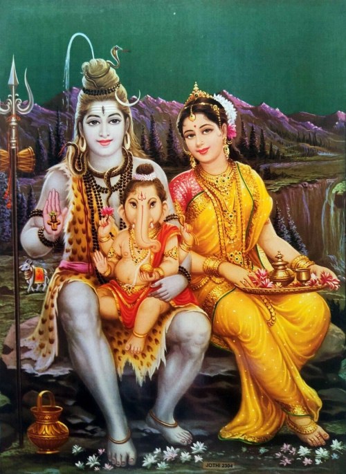 Lord Shiva with Parvati Ganesha (via eBay: India_hub)