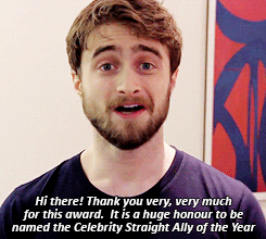 dehaanradcliffe:  - So thank you very much once again. It does mean a huge amount to me. I am sorry I can’t be there with you, I’m actually filming at the moment. But have a fantastic evening, and thank you again.Daniel Radcliffe accepts the award