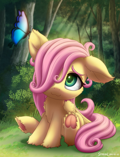 symbianlart: Little Fluttershy enjoying nature. :)