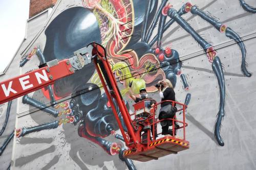 supersonicart:   Nychos in Hamburg. Nychos recently put up an epic new mural in Hamburg for the Knotenpunkt 14 Urban Art Festival. Read More