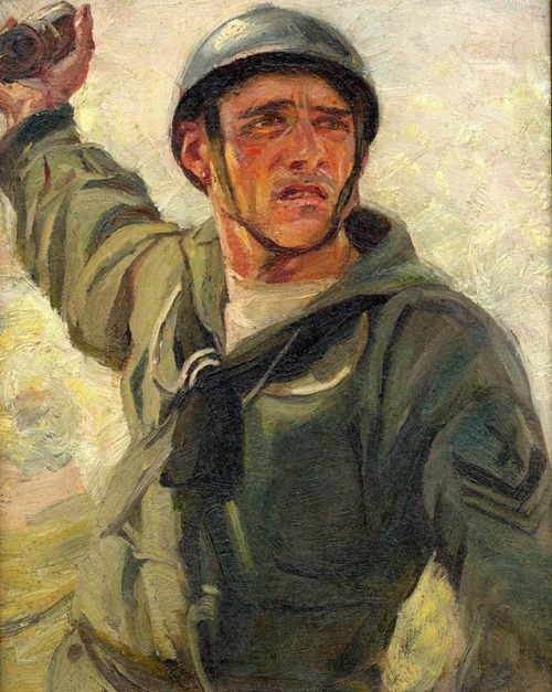 echetlos:Anselmo Bucci, Ritratto di marinaio che sta tirando una bomba, 1918