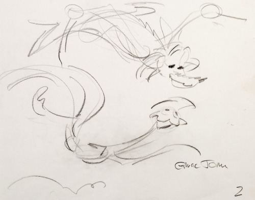 Sketch by Chuck Jones of Wile E. Coyote and Road Runner—and there’s the secret: action lines. Even t