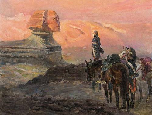 fapoleon-bonerparte:Wojciech Kossak - Napoleon and the Sphinx (1911)  