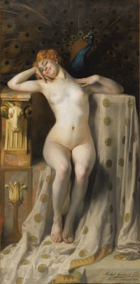 Songesoleil:  Le Trone De Paon. Oil On Canvas. 200 X 100 Cm.  Art By Michel Richard-Putz.(1868-?).