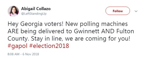 Hey Georgia voters! New polling machines ARE being delivered to Gwinnett AND Fulton County. Stay in 