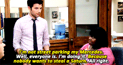 alecblushed:ben wyatt in every episode: 3x09 Fancy Party“My boss in Indianapolis, he wants me back o