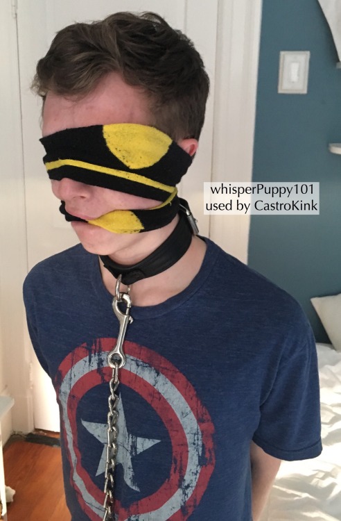 castrokink:  Once blindfolded and gagged with my socks, @whisperpup surrendered to me. 