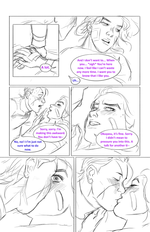 notanotherjojoblog:First Kiss. (I finally drew it ;o;)HELLO I AM LATE FOR DAY 1. At least in the UK…