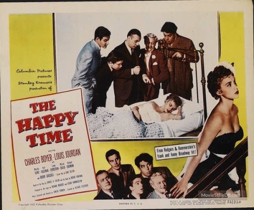 howardhawkshollywoodannex:original lobby cards for The Happy Time (1952) with Charles Boyer, Louis J