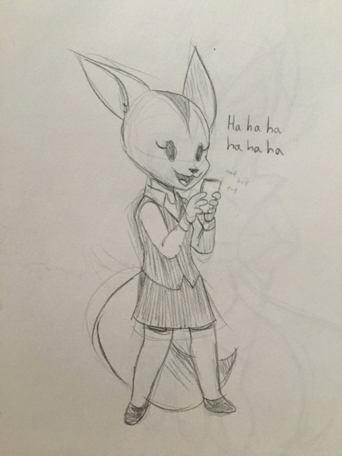 mofetafrombrooklyn:‪Impromptu sketch of one of my favorite characters from Aggretsuko, Fenneko!‬ X3