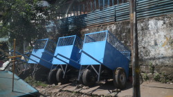 Three blue cart